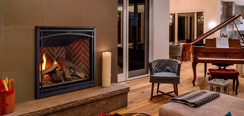 Gas fireplace installed in a living room